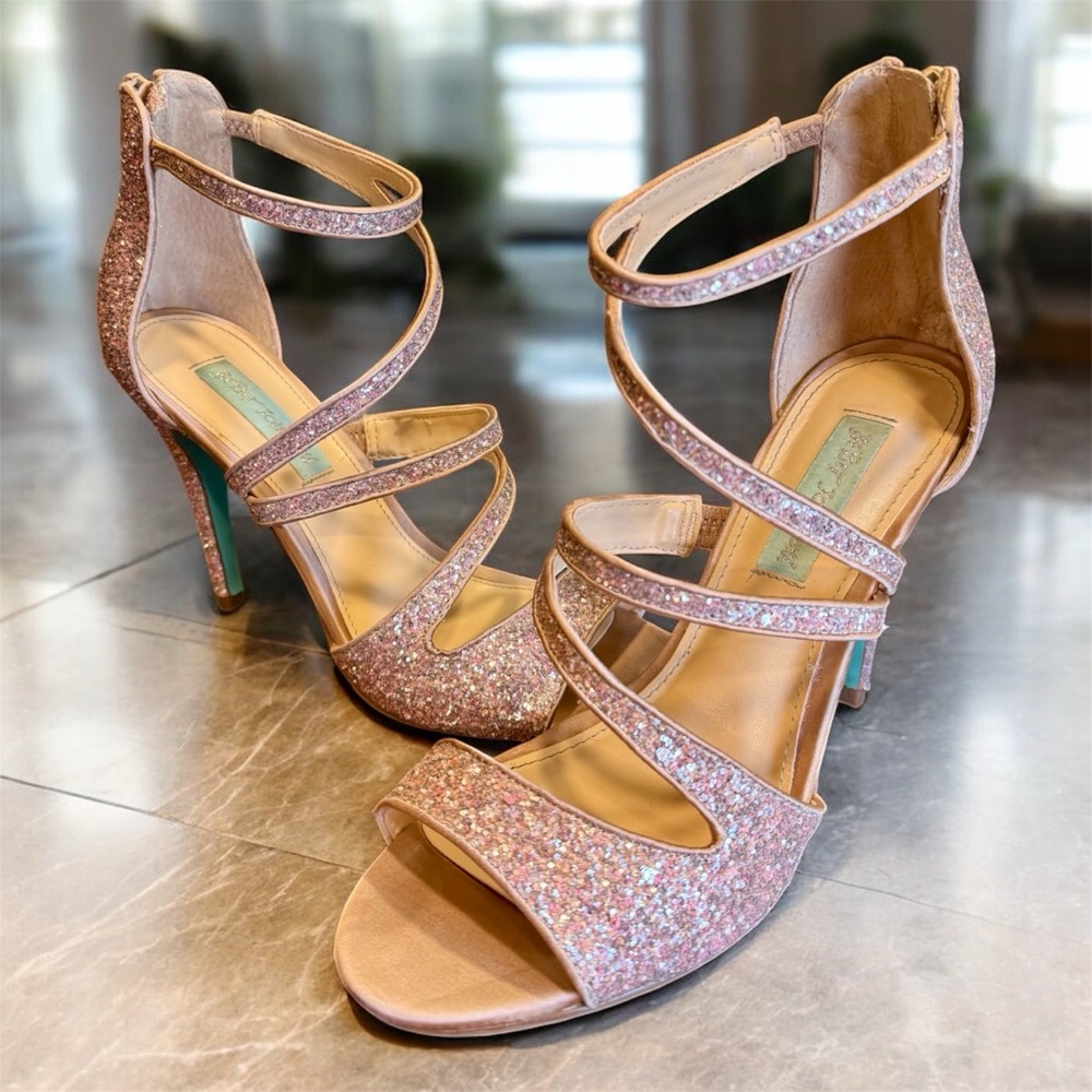 Elegant Steve Madden Glitter Strappy 3.5” Heels - Size 8